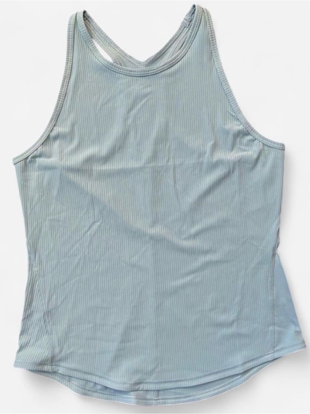 Lululemon Base Pace Ribbed Tank Top Silver Blue Size 12 Lime New Worn 2x